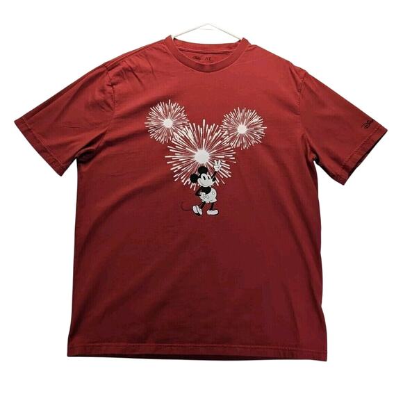 Disney Other - Disney X AE American Eagle Mens Large Red Mickey Mouse Firework Graphic T-Shirt‎